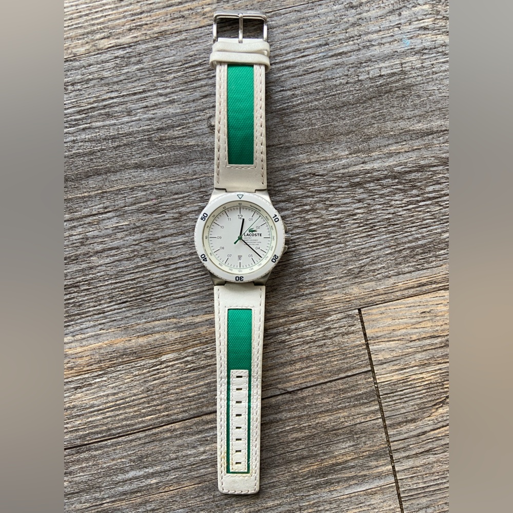 Lacoste 2010563 Men's Toronto White Green Strap White Dial Quartz Steel Watch